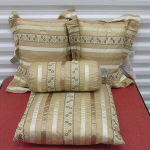 Court of Versailles Decorative Ribbon Striped and Embroidered Throw Pillow Set